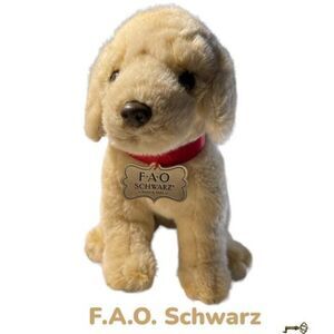 F.A.O. Schwarz Stuffed Plush Puppy Dog Red Ribbon New w/ Tags 2018